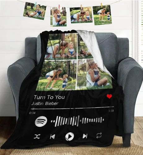 Vista 32 de D-Story Manta personalizada con fotos con cualquier texto - Mantas con imágenes personalizadas para Navidad, cumpleaños, regalos para parejas