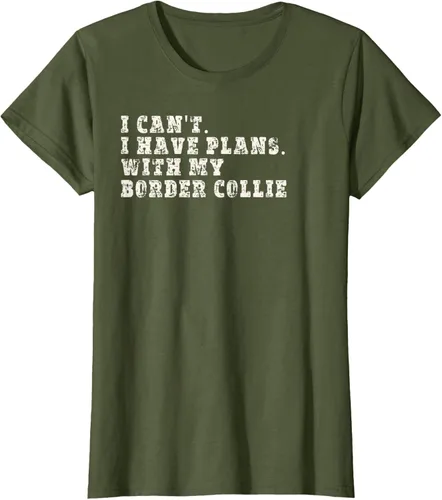 Vista 7 de Camiseta divertida con texto en inglés "I Can't I Have Plans With My Border Collie", Negro