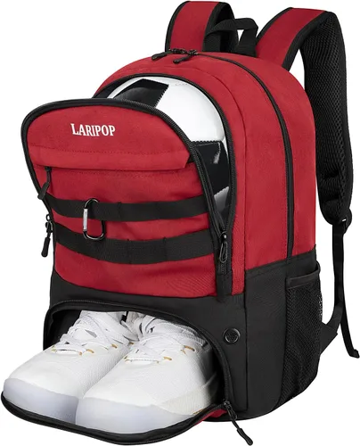 Vista 13 de LARIPOP Mochila de Fútbol, Bolsa de Fútbol con Soporte para Balón y Compartimento para Zapatos, Bolsas de Entrenamiento para Equipos Deportivos