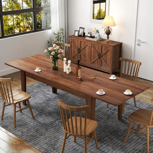 Vista 20 de SSLine Mesa de comedor rectangular extensible de 35 a 118 pulgadas, mesa de reuniones de conferencias súper larga para 6, 8, 12 personas, mesas
