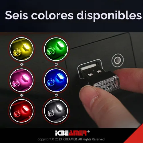Vista 5 de ICBEAMER Interfaz USB luz nocturna miniatura 1 paquete (azul) LED universal enchufable para interior del coche y atmósfera ambiental del maletero