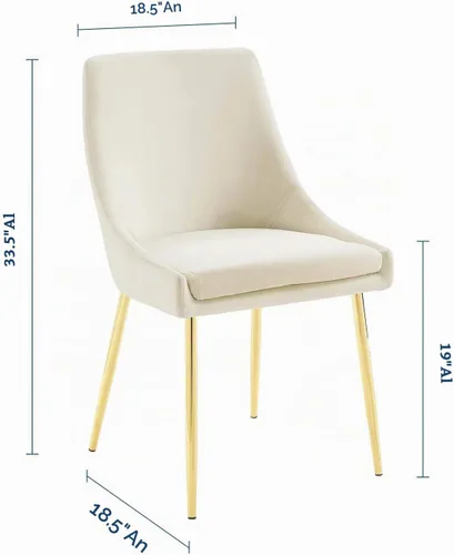 Vista 3 de Modway Viscount Performance - Sillas de comedor de terciopelo, juego de 2, color dorado marfil