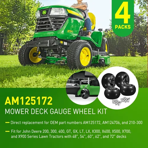 Vista 2 de 4 Paquetes Kit de Rueda Medidora de Plataforma de Cortacésped AM125172 Compatible con Cortacéspedes de Tractor John Deere de Plataforma de 48", 54