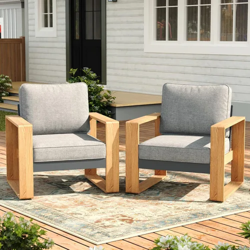 Vista 35 de Juego de muebles de exterior de aluminio de gran tamaño de 5 Gris claro