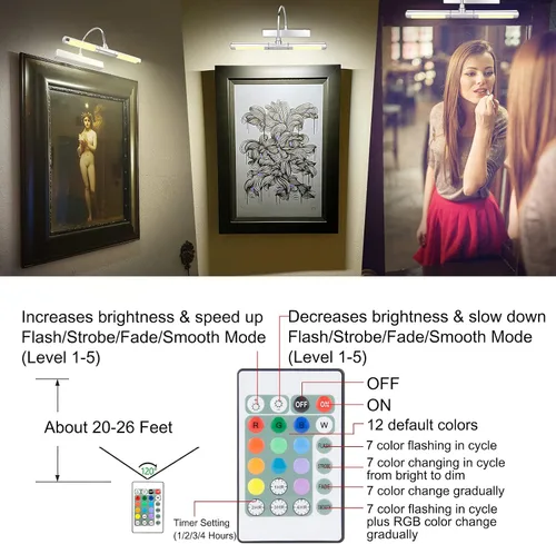 Vista 10 de LUXSWAY - Iluminación LED inalámbrica para marcos de fotos, iluminación recargable para exhibición de arte, clip para cuadros, luces para sobre