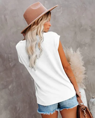 Vista 2 de ETCYY NEW Camisetas sin mangas para mujer, camisetas casuales de ajuste holgado