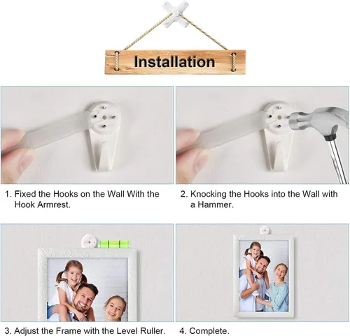 Vista 8 de MroMax Percha de pared dura para herrajes, sujetadores y ganchos, montaje en pared, gancho sin marcas, ganchos para marcos de fotos, 100