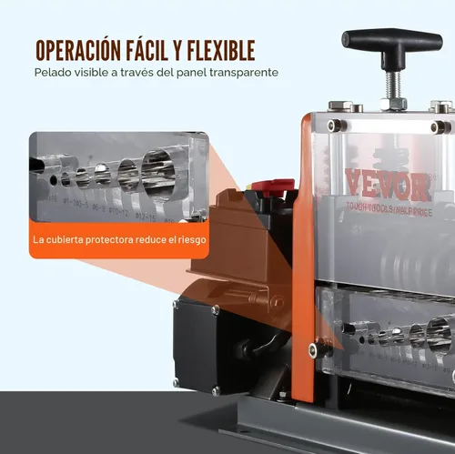 Vista 4 de VEVOR Máquina Peladora de Cables Eléctrica, Máquina Peladora de Cables Automática de 0.06''-0.98'', 60 W, Pelacables con Referencia de Profundidad