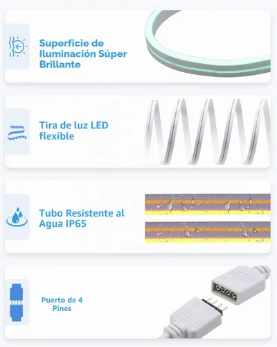 Vista 3 de Aclorol Tira de luces LED RGB de 12 V, cuerda de neón, luces flexibles que cambian de color, señal de neón LED flexible, 16.4 pies, 16.4 ft