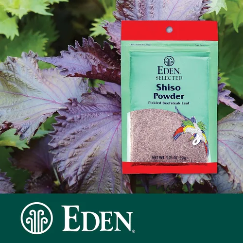 Vista 4 de Eden Shiso Leaf Powder, fabricado tradicionalmente en Japón, hoja de carne en escabeche, 1.76 onzas