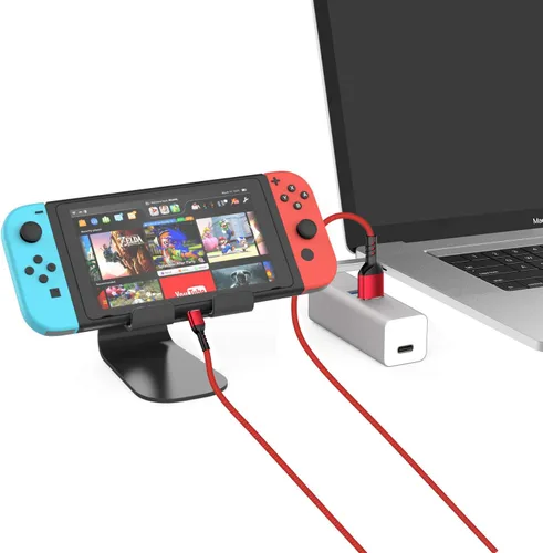 Vista 7 de Cable de carga para NS Switch and Switch Lite Paquete de 2 cables de carga de nailon trenzado USB C a USB A tipo C de sincronización rápida