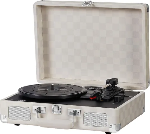 Vista 7 de Crosley CR8005F-AC Cruiser Plus - Tocadiscos vintage de 3 velocidades con Bluetooth, tipo maletín, reproductor de discos de vinilo, tablero