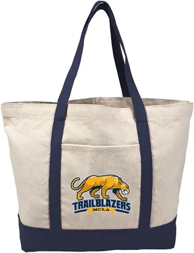 Vista 160 de Campus Lab Bolsa de lona con logotipo primario colegiado con bolsillo externo, bolsa de hombro reutilizable para ir de compras, playa Águilas A&m