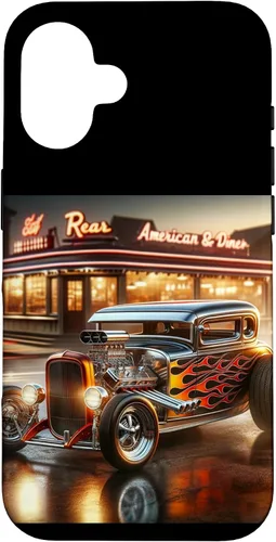 Vista 32 de Classic Hot Rod Retro Vintage Custom Hotrod Car Illustration Case for iPhone 17
