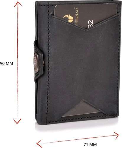 Vista 6 de DONBOLSO Wallet NextGen I - Cartera delgada moderna sin bolsillo para monedas, hasta 11 tarjetas, Negro Vintage, Vintage