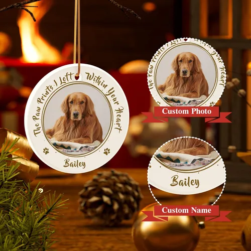 Vista 2 de Bemaystar Adorno conmemorativo personalizado para perro, adornos de Navidad personalizados para perros, regalos conmemorativos para perros, adorno