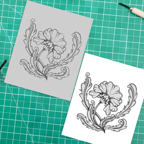 Vista 6 de Paquete de 4 bloques de linóleo para grabado, hojas de goma de 8 x 10 pulgadas Goma suave, fácil de tallar, para sellos, tarjetas, impresiones