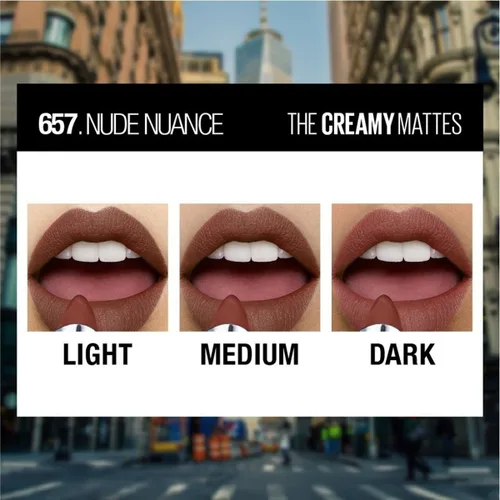 Vista 4 de Maybelline - Lápiz labial Color Sensational para labios, hidratante con acabado mate, Nude Nuance, color nude, rosado, rojo, ciruela, 1 unidad 0