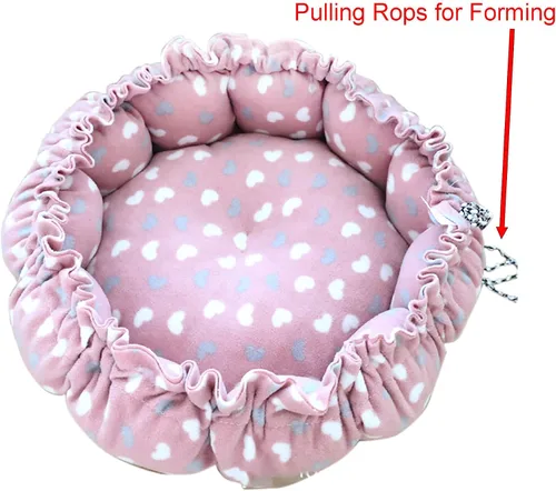 Vista 6 de Cama para gatos, nido de algodón rosa de 13 pulgadas de diámetro, para gatos, perros y otras mascotas (pequeño)