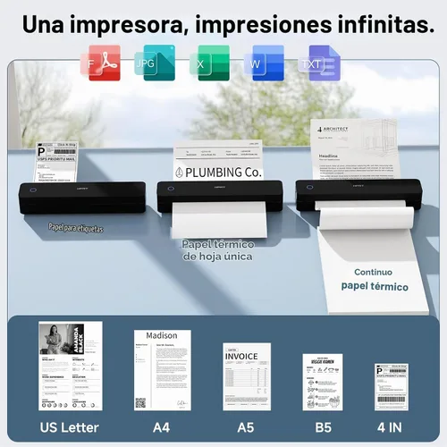 Vista 2 de HPRT Impresora térmica portátil sin tinta inalámbrica para viajes