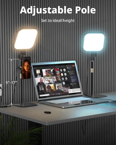 Vista 5 de UBeesize Iluminación de zoom para computadora, iluminación de videoconferencia para videollamadas, luz de escritorio con soporte y soporte