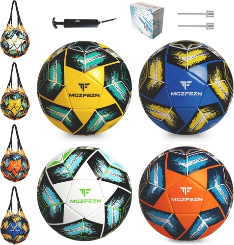 Vista 9 de MGZFEZN Youth Soccer Ball Size 3/4/5, Kids Outdoor Play Game Training Practice Soccer Ball for Teen Boy Girl Indoor Outdoor with 1 Pump 1 Net Bag