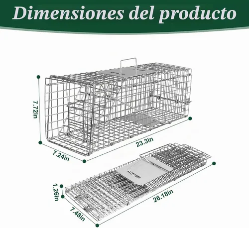 Vista 2 de Trampa para animales humanos de 24 pulgadas, trampas plegables de jaula