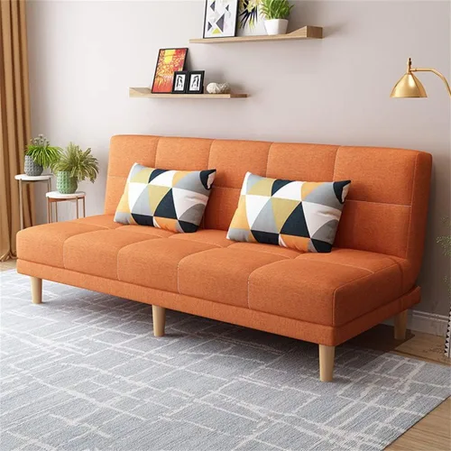Vista 14 de LAKIQ Sofá cama moderno de mezcla de lino, futón para sala de estar, dormitorio, sofá cama convertible de espuma viscoelástica, sofá cama de día