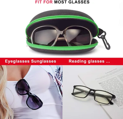 Vista 3 de RayLove Paquete de 3 fundas de gafas de sol portátiles con cremallera y gancho
