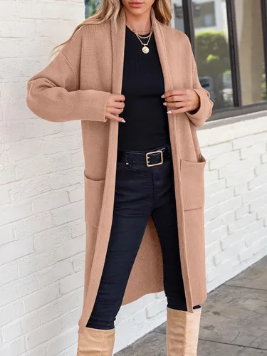 Vista 3 de ANRABESS - Cárdigan largo para mujer, suéter de tamaño extragrande con parte frontal abierta, abrigo de punto 2024, prendas de moda de otoño