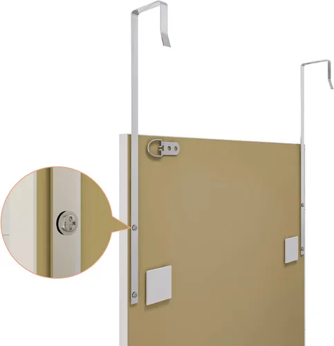 Vista 7 de whitebeach 48" x 16" Espejo de longitud completa para colgar sobre la puerta, montado en la pared con 2 perchas de metal para dormitorio, sala
