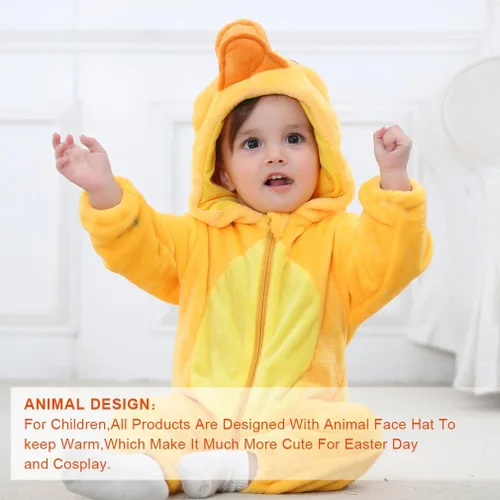 Vista 4 de MICHLEY - Overol unisex para bebé mameluco estilo animal con capucha de franela cosplay para invierno u otoño