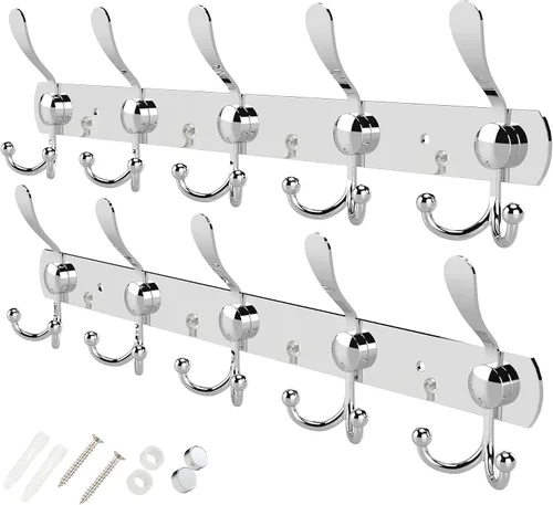 Vista 10 de GlazieVault Ganchos de pared para colgar abrigos de pared, ganchos de puerta (paquete de 10), resistentes para montar en la pared, diseño premium