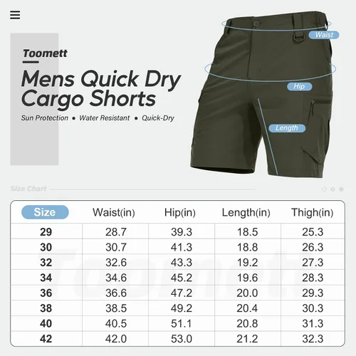 Vista 7 de Pantalones cortos de senderismo para hombre, de secado rápido, ligeros, transpirables, para exteriores, de carga.