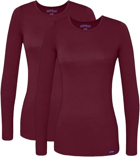 Vista 23 de Sivvan Scrubs for Women - Long Sleeve Comfort Underscrub Tee 2-Pack Negro