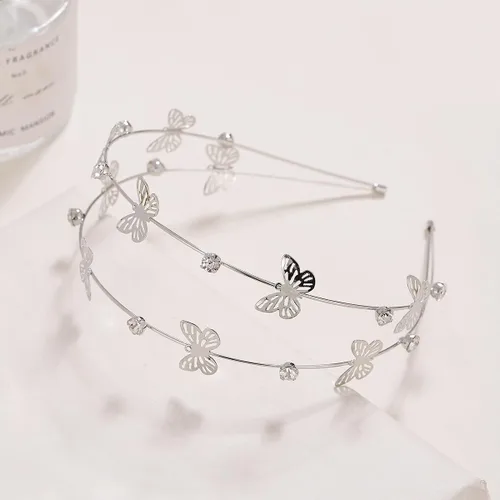 Vista 4 de Diadema de diamantes de imitación para niña de flores, diadema de boda, diadema de cristal, diadema de metal, diadema de metal para niñas pequeñas