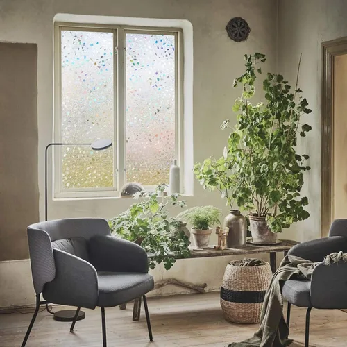Vista 2 de LEMON CLOUD Película decorativa para ventana, película de privacidad para vidrieras, esmerilado estático para puerta de vidrio y hogar, diseño