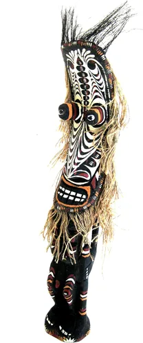 Vista 3 de OMA Figuras de masai de madera tallada en madera de Tiki God de la buena suerte, polinesio, marca de gran