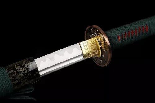 Vista 2 de Espada samurái japonesa Katana T10 hecha a mano, hoja de acero templado de arcilla, afilada de espiga completa, regalos para él, espada real, espada