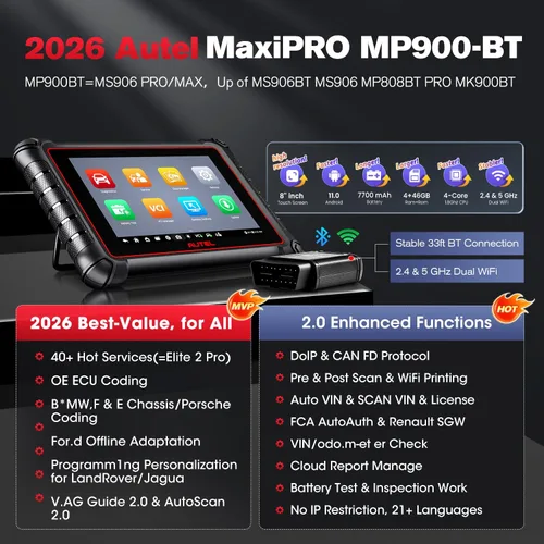 Vista 2 de Autel Maxisys MS906BT autopartes, herramienta escáner y diagnóstico de OBD2, con chequeo del sistema de monitoreo de presión de las ruedas [TPMS]