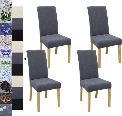 Vista 93 de Fundas para Sillas de Comedor, Juego de Fundas para Sillas de Comedor de 4 Piezas, Fundas Elásticas para Sillas de Cocina, Fundas para Sillas