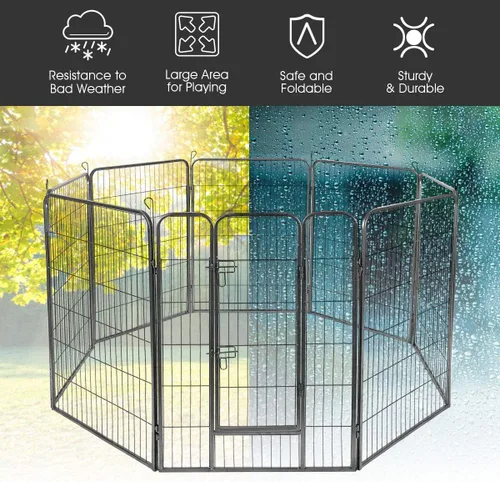 Vista 4 de Giantex - Corralito para mascotas con paneles 16/8, puerta, plegable para perros y gatos, valla de ejercicios portátil, ajustable, para uso al aire