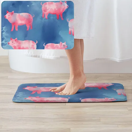 Vista 6 de Tapete para puerta delantera, tapete de bienvenida con bonito estampado de cerdito, absorbente, antideslizante, tapete de entrada suave, lavable