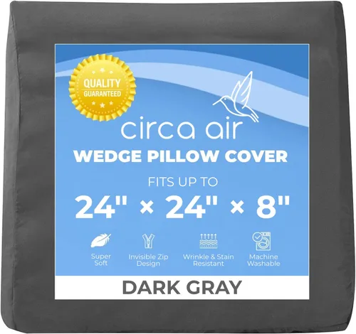 Vista 10 de Circa Air Funda de almohada de cuña – Funda de cama para cuña inflable (24 x 24 x 8) ultra suave, 100% microfibra con cremallera, lavable a máquina