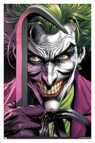 Vista 12 de Trends International DC Comics The Joker - Póster de pared con barra de palanca, 22.4 pulgadas de largo x 14.7 W, versión enmarcada de madera