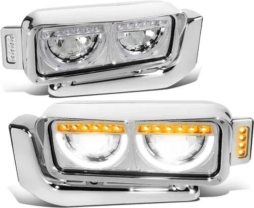 Vista 11 de DNA MOTORING HL-HAY-033-BK Par de faros delanteros LED con anillo de halo tipo U y reflector, ángulo amplio, compatible con Peterbilt 359