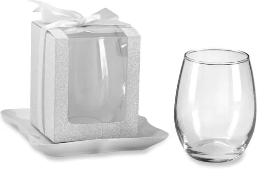 Vista 12 de Kate Aspen, Caja de regalo dorada brillante, regalo o recuerdo de fiesta, puede contener copas de vino sin tallo de 9 onzas (juego de 12)