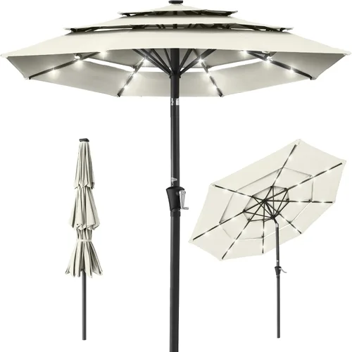 Vista 36 de Best Choice Products - Sombrilla solar de 10 pies de 3 niveles para patio, sombrilla de sol para exteriores, mercado, patio trasero, terraza, junto