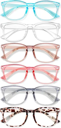 Vista 13 de Lentes de luz azul para mujeres y hombres 99% de bloqueo de luz azul para computadora, juegos, televisión, pantalla de teléfono, marco cuadrado