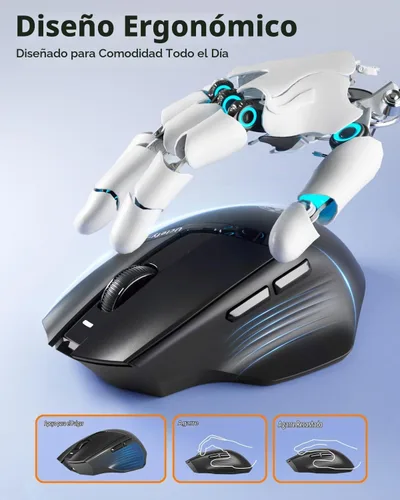 Vista 3 de Uciefy Ratón inalámbrico Bluetooth Z07, ratón recargable para portátil Negro